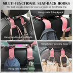 Car Seat Headrest Hook Universal Vehicle Storage Hanger Leather with Metal Car Seat Back Organizer for Handbag Purse Coat Pink 2 Pack