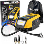 Bullseye 12V DC Car Tire Inflator Portable Air Compressor - Rapid 2 Minute Inflation, Auto Shut-Off, Max 150 PSI, Easy Cord Storage, Digital Pressure Gauge, LED Display (Yellow) - As Seen on TV
