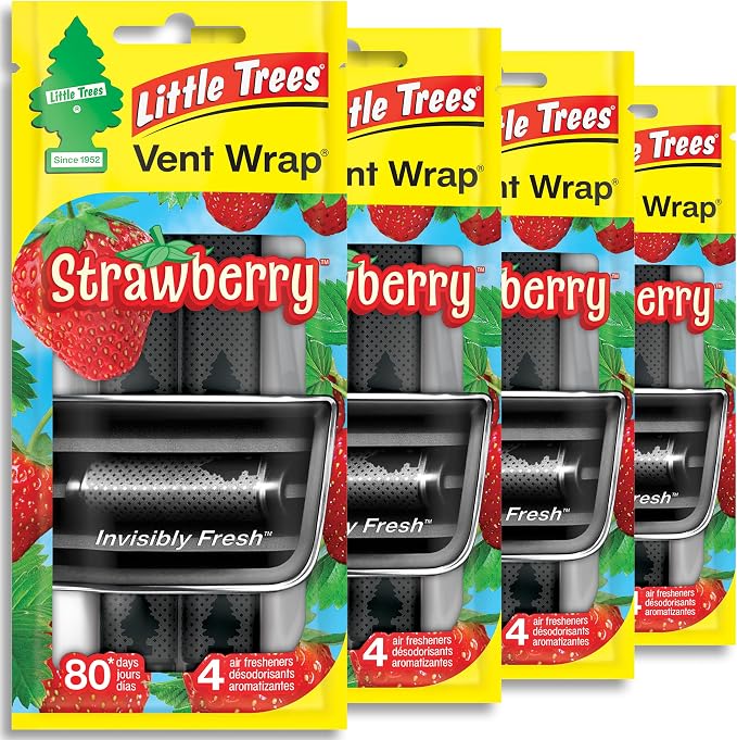 Car Air Freshener | Vent Wrap Provides Long Lasting Scent, Invisibly Fresh | 16 Air Fresheners | Strawberry