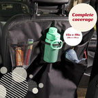 Seat Back Protector - 2-Pack Kids Kick Mat & Car Seat Organizer - Waterproof Oxford Backseat Cover - 3 Mesh Pockets for Car Organization, Black