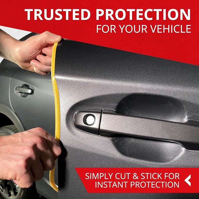 Car Door Edge Protector – Universal DIY Edge Trim to Prevent Scratches & Dings – Flexible Adhesive Molding Trim for Cars, Trucks & SUVs (10 Ft - Yellow)