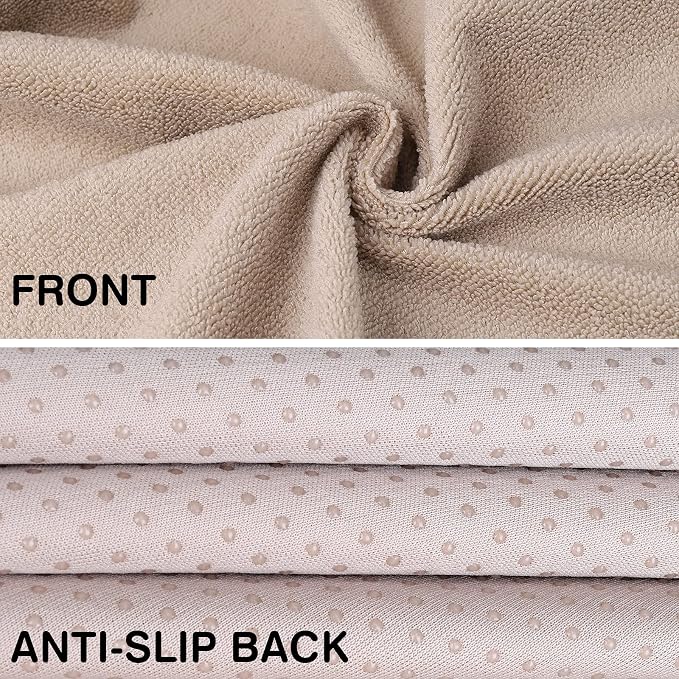 2pcs Beige Waterproof Towel Auto Car Seat Cover Protector Machine Washable - Fit Yoga Running Crossfit Athletes Beach Swimming Outdoor Sports