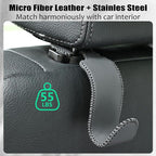 Car Seat Headrest Hook Universal Vehicle Storage Hanger Leather with Metal Car Seat Back Organizer for Handbag Purse Coat Grey 4 Pack