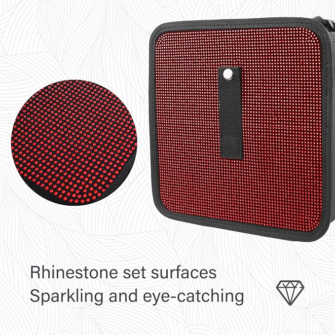 Foldable Trash Cans with Rhinestone, Bling Car Bin for Seat Organizer & Decorations, Universal Bling Accessories for Most SUVs, Trucks (Red)