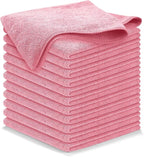 Microfiber Cleaning Cloth Light Pink - 12 Pcs 12.5"x12.5" - High Performance - 1200 Washes, Ultra Absorbent Towels Weave Grime & Liquid for Streak-Free Mirror Shine - Car Washing Cloth