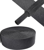 Black 2:1 Ratio Automotive Heat Shrink Braided Sleeving,Wear-Resistant Flat Woven Shrinkable Sleeve Fabric Car Cable Wires Hoses Protection (1-1/8"-35ft)