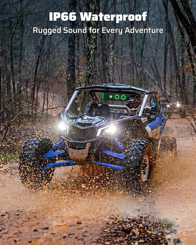26 Inch UTV Sound Bar, IP66 Waterproof Bluetooth Golf Cart Sound Bar, ATV SoundBar with RGB Lighting, Amplified Powersports SXS SoundBar, UTV Speakers Compatible with Polaris RZR Can-Am