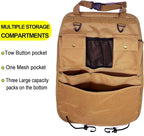 Car Seat Back Organizer with Multiple Pockets and Hooks (brown)