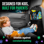2 Pack Kick Mats Back Seat Protector - Backseat Car Organizer for Kids, Car Storage Organizer, Back Seat Cars Organizers, Cars Organizers Backs Seats, Travel Accessories, 3 Pockets