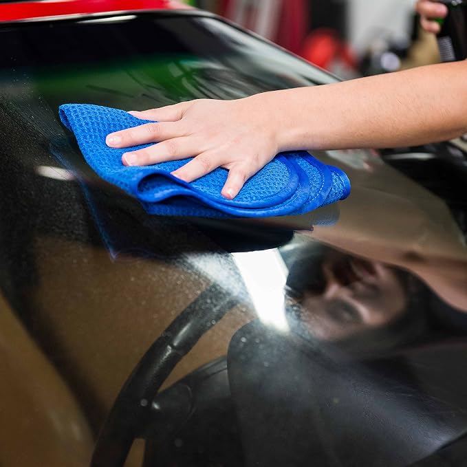 MIC_708_1 Waffle Weave Towel for Home & Auto Glass, Windows, Mirrors & More, Blue (24 in. x 16 in.)