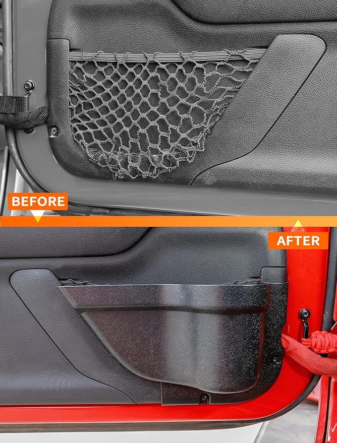 DP3 Front Door Storage Pockets, Door Side Insert Organizer Box for 2011-2018 Jeep Wrangler JK JKU 2/4 Door, Interior Storage Expansion Accessories, Black, 2 PCs