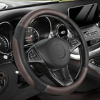 Steering Wheel Cover for Car, Standard Size 14.5-15 inch, Auto Interior Accessories, Black and Dark Brown