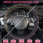 Bling Diamond Leather Steering Wheel Cover, Bling Sparkly Crystal Glitter Rhinestones Universal Fit 14" 1/2-15" Car Wheel Protect for Women Girl Fit Suvs,Vans,Sedans,Cars,Trucks, Pink Black