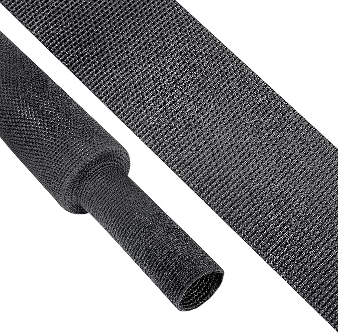 Heat Shrink Braided Sleeving, 2:1 Ratio Shrinkable Fabric Tubing Sleeve Abrasion Protection Cable Wire Sheath (1-1/8"-15ft)