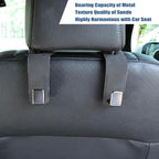 Car Seat Back Hook Universal Auto Storage Hanger Suede with Metal Car Seat Organizer for Handbag Purse Coat Umbrellas Grocery Bags 2 Pack Gray