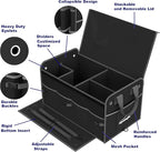 Car Trunk Organizer with Lid & Adjustable Multi Compartment for SUV | with Side Pockets and Securing Straps, Foldable