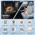 Premium Cooling Dog Car Seat Mat for Small Dogs & Puppies, Breathable Puppy Car Seat for Front & Back Seat Travel, Cool-to-Touch Washable Pet Travel Lounge with Supportive Bolster