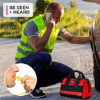 Car Emergency Kit & Roadside Emergency Car Kit - 104-Piece Set, Red Canvas Bag, Universal Fit - Jumper Cables, Escape Hammer & Tire Gauge - Road Trip Essentials & Emergency Supplies