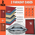 Faraday Bag Anti-Tracking GPS RFID Car Key Signal Blocker Wallet Shielding Pouch Protective Case for Cell Phone Car Key FOB, Data Privacy, Electronic Device Security (2 PACK - RED AND ORANGE)