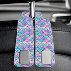 Car Headrest Purse Hanger Watercolor Mermaid Fish Scale 1 Pack Bag Purse Holder for Car Premium Leather Double Metal Hook for Handbags, Grocery Bags and Phones