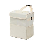 AOKJOY Car Garbage can with lid Leak Proof Vehicle Trash Can 3 Storage Pockets Hanging Waterproof car Trash Bag for SUV Beige