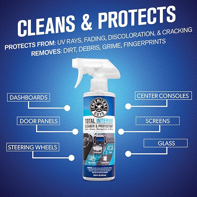 Total Interior Cleaner & Protectant – Interior Cleaner, Cleans & Protects Leather, Vinyl, Plastic, Rubber, Glass with a Streak-Free Finish — Cars, Trucks, SUVs, RVs, 32 oz