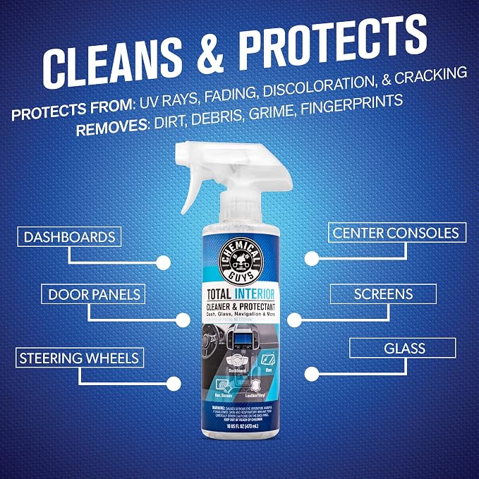 Car Detailing Kit, Car Cleaning Kit with Total Interior Cleaner & Protectant, Sprayable Wheel Cleaner, Car Wash Soap, Bucket, Brushes, and Detailing Accessories - 17 Piece Wash Kit