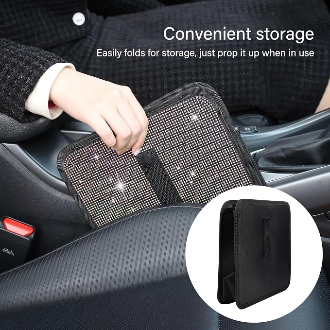 Foldable Car Trash Cans with Rhinestone,Bling Car Trash Bin for Seat Organizer & Decorations,Universal Bling Auto Accessories Vehicle Trash Can for Most Vehicles,SUVs,Trucks (Pink)