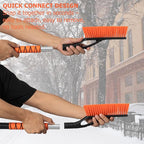 27" Aluminum Snow Brush and Ice Scraper 2-in-1 Detachable Winter Car Snow Tool with Non-Slip Foam Handle and Scratch-Free Bristles for Windshield and Window Cleaning, Orange