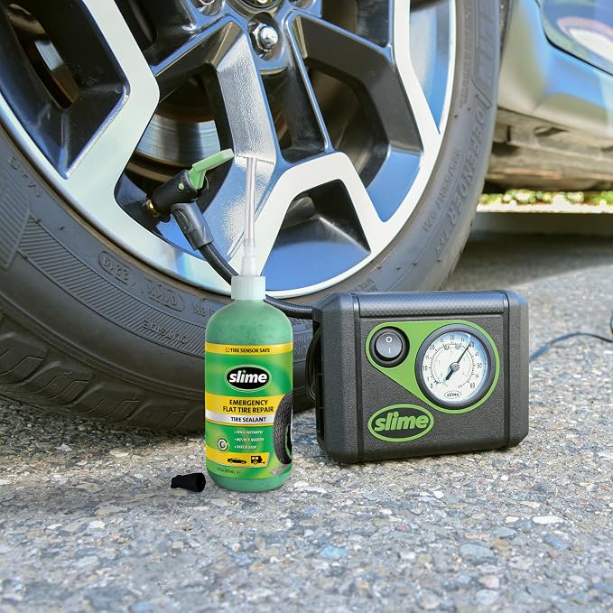 50107 Flat Tire Puncture Repair, Smart Spair, Emergency Kit For Car Tires, Includes Sealant And Tire Inflator Pump, Suitable For Cars And Other Highway Vehicles, 15 Min Fix