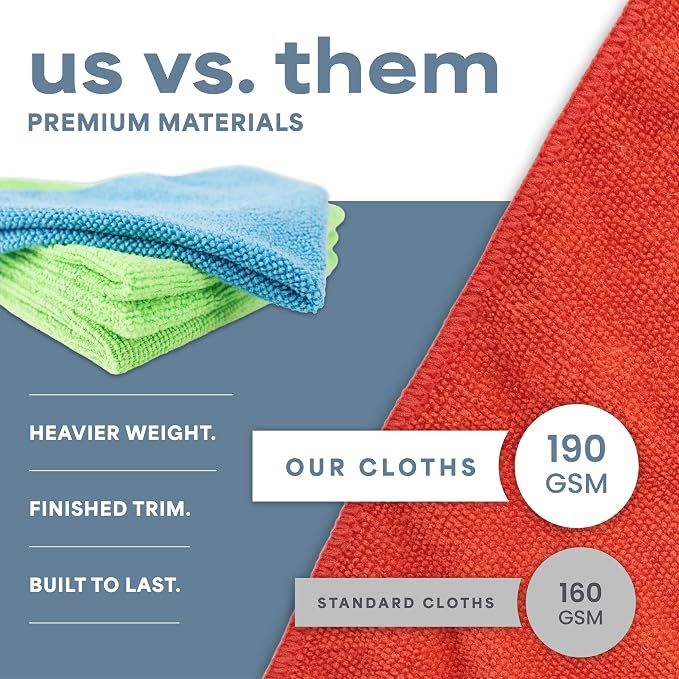 S&T INC. 25 Pack Microfiber Cleaning Cloth, Bulk Towels for Home, Reusable Microfiber Towels for Cars, Cleaning Rags, Assorted, 11.5 Inches x 11.5 Inches, 25 Count