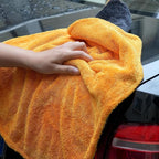 1000GSM Car Drying Towel 18"x24", Edgeless Double Twist Pile, Ultra Absorbent Microfiber Towel, Scratch-Free Lint-Free Streak-Free for Auto Detailing & Car Wash – Yellow&Grey