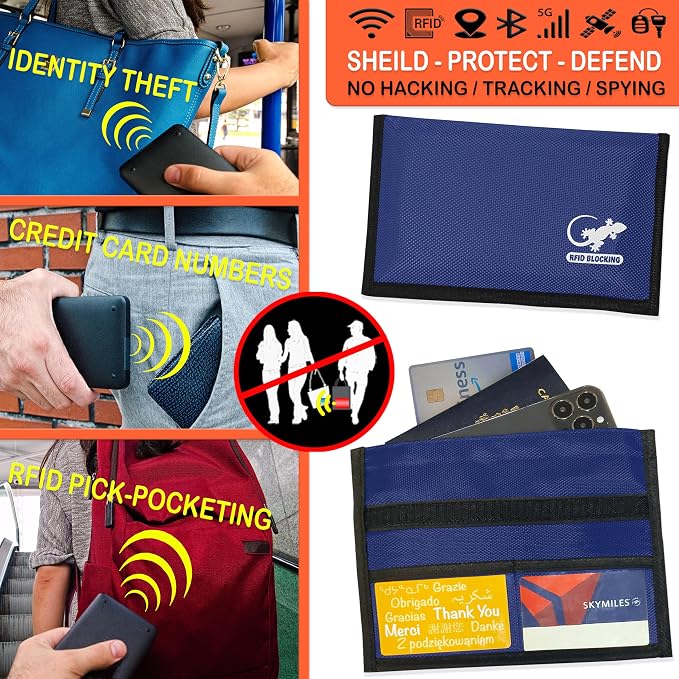 Blue Nylon Faraday Bag - Signal Blocker for Cell Phone, Car Key FOB, Data Privacy (BLUE - NYLON)