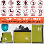 Faraday Bag, Anti-Tracking GPS RFID Car Key Signal Blocker Wallet Shielding Pouch Protective Case for Cell Phone Car Key FOB, Data Privacy, Electronic Device Security (YELLOW - NYLON)