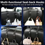 Headrest Hooks for Car Adjustable 4 Pack Vehicle Seat Back Organizer Storage Hanger Holder for Purse Bags Universal Fit with Clip Black Carbon Fiber