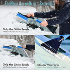 27" Aluminum Car Snow Scraper and Brush | Weaved Bristle Head with Metal Body Ice Scraper for Car Windshield | Tough Show Shovel with Ergonomic Foam Grip Winter Accessory