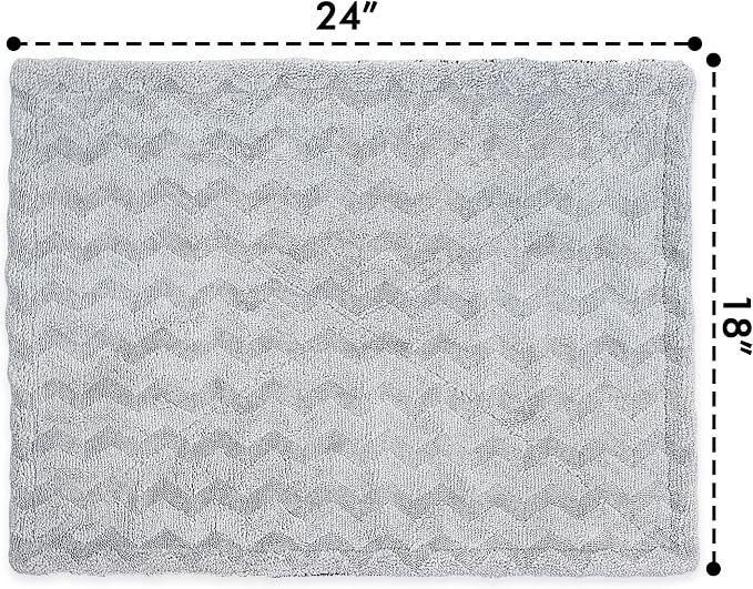 1000GSM Car Drying Towel 18"x24", Edgeless Double Twist Pile, Ultra Absorbent Microfiber Towel, Scratch-Free Lint-Free Streak-Free for Auto Detailing & Car Wash – Wave Silver&Grey