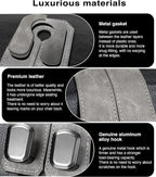Car Purse Holder Hook, 2PCS Car Hooks for Headrest Luxurious Leather 100% Metal Car Hangers for Seat Multifunctional Car Bag Hook Car Seat Back Storage Hook Accessories (Grey)