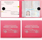 Car Registration and Insurance Card Holder, Vehicle Glove Box Car Organizer, Interior Car Accessories for Documents, Cards, License - 2 Pack