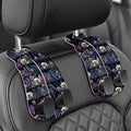 Purse Holder for Car, 2 Pack Heavy Duty Purse Hanger for Car, PU Leather Car Seat Hooks for Purses and Bags, Cute Purple Skeleton Headrest Organizer for Handbags & Backpacks