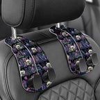 Purse Holder for Car, 2 Pack Heavy Duty Purse Hanger for Car, PU Leather Car Seat Hooks for Purses and Bags, Cute Purple Skeleton Headrest Organizer for Handbags & Backpacks