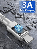 USB C Cable [2 Pack, 10FT], Long USB A to USB C Charger Cable, Type C Cable 3A Fast Charging Upgraded Extra Durable Braided USBC Cord for iPhone 17/16 15 Pro Max/Samsung Galaxy S23/LG and More-Silver