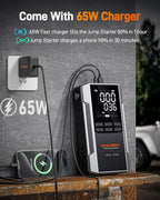 4000A Jump Starter with Air Compressor, 88.8Wh Car Battery Jumper Starter Portable(10L Gas/10L Diesel), 12V Booster Jump Box Pack with 160PSI Tire Inflator, 65W Fast Charger, Jumper Cables