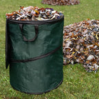 Outdoor Trash Can - 46-Gallon Collapsible Garbage Can with 3 Stakes - Pop Up Trash Bin for Camping, Storage, or Yard Waste Outdoors (Green)