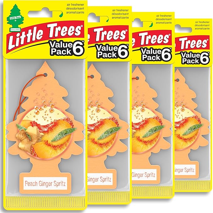 Car Air Freshener | Hanging Tree Provides Long Lasting Scent for Auto and Home | 24 Air Fresheners |Peach Ginger Spritz
