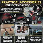 Red Bling Car Accessories Set, 27 Pieces Car Interior Set Including Steering Wheel Cover, Diamond License Plate Frame, Phone Holder, Coasters, Hooks, Great Gift for Women Drivers