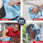 Microfiber Cleaning Cloth - Turq - 12Pcs (12.5x12.5 inch) High Performance - 1200 Washes, Ultra Absorbent Car Towel Traps Grime & Liquid for Streak-Free Mirror Shine - car Washing Cloth