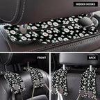 Purse Hook for Car Little White Daisy Flowers 1 Pack Headrest Back Seat Hook Premium Leather Double Metal Hanger Storage Pack Bag Purse Holder Car Interior Accessories