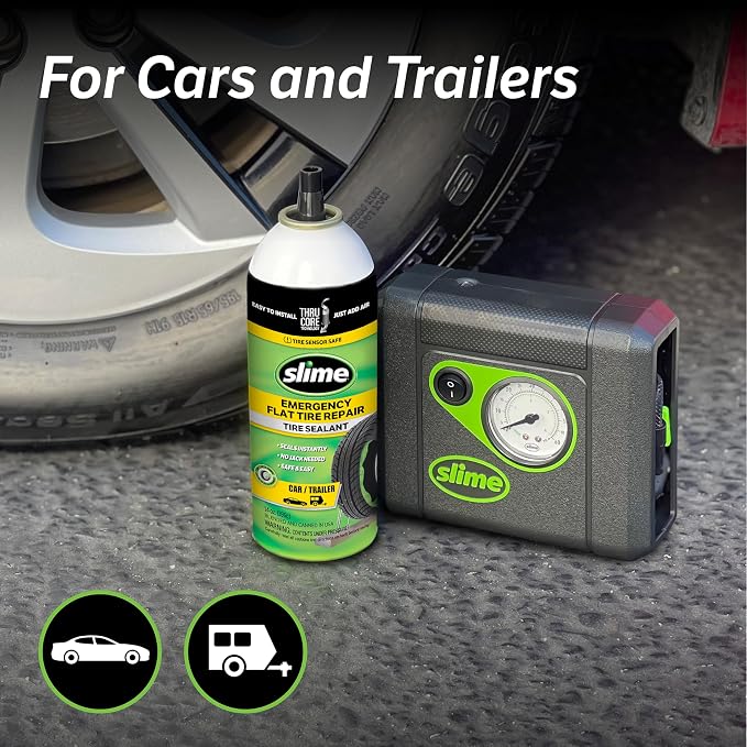 50165 Flat Tire Puncture Repair, Smart Spair Plus, Emergency Kit for Car Tires, Includes Sealant and Tire Inflator Pump, Suitable for Cars and Other Highway Vehicles, 12 Min Fix