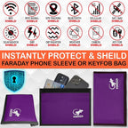 Faraday Bag for Phones, Key Fobs & RFID Cards – Shielding Privacy Pouch for Personal Device Storage, Travel-Friendly RFID Blocking Sleeve Accessory - PURPLE